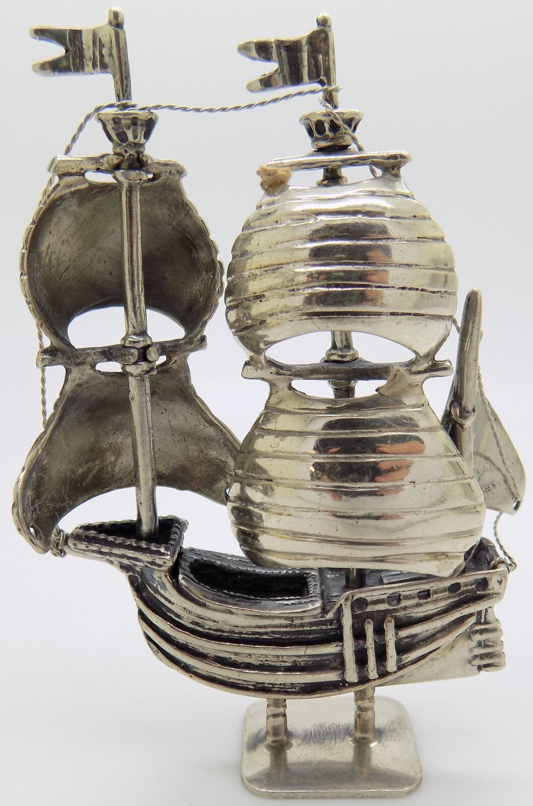 Vintage Italian Handmade Genuine Silver .800 Galleon Ship LARGE RARE Figurine