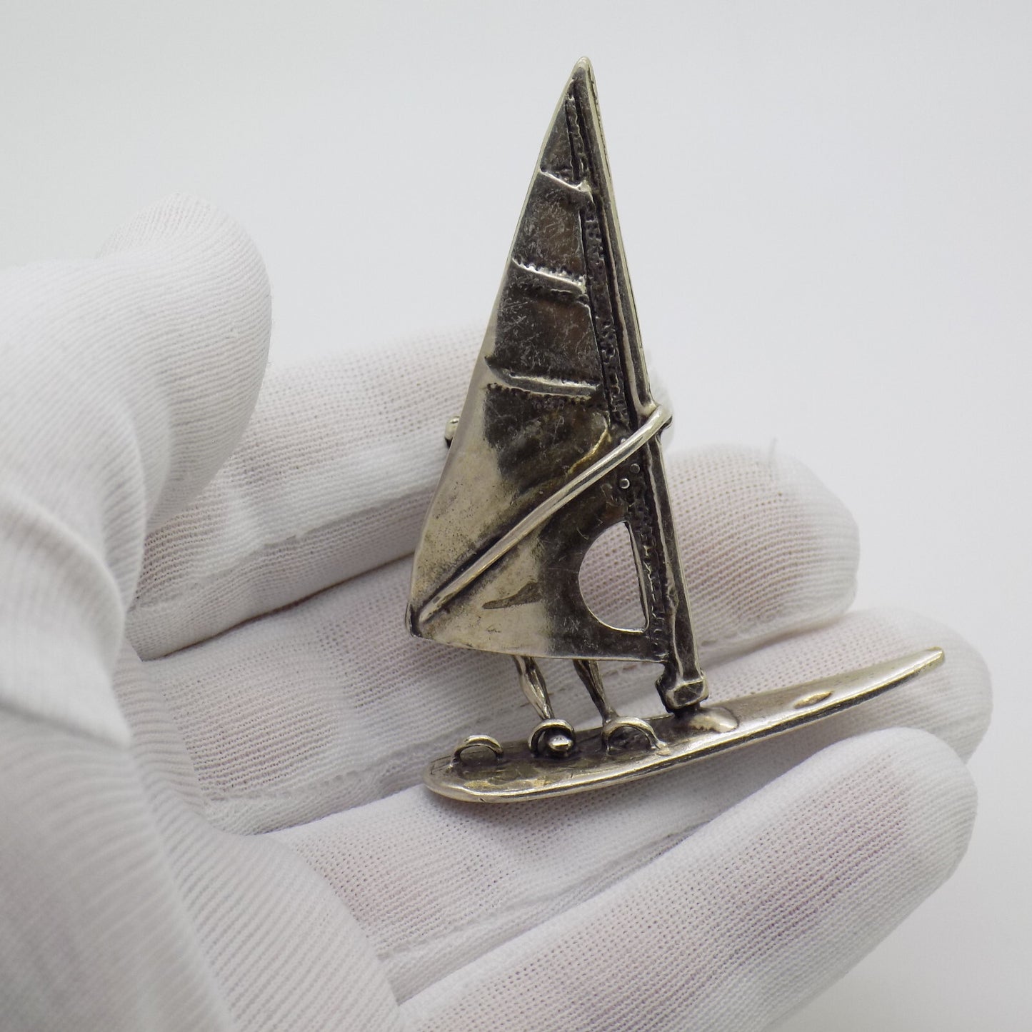 Vintage Italian 800 Silver Windsurfer Miniature Figurine Bari Italy 1980s