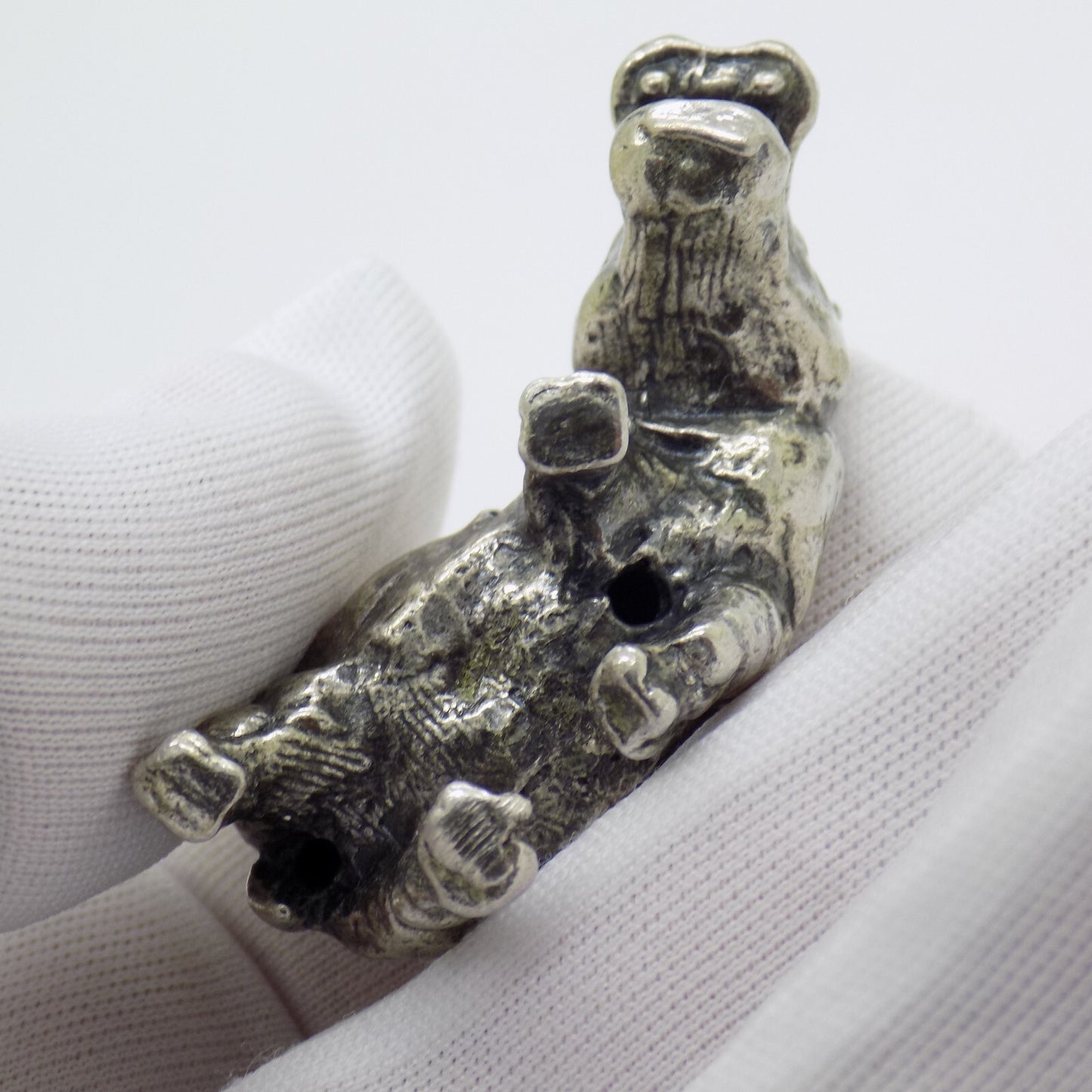 Vintage Italian Handmade Genuine Silver .800 Hippopotamus Detailed Figurine