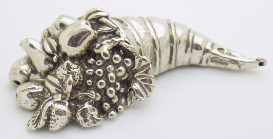 Vintage Italian Silver Cornucopia Figurine 1980s 1990s Symbol of Abundance 29gr