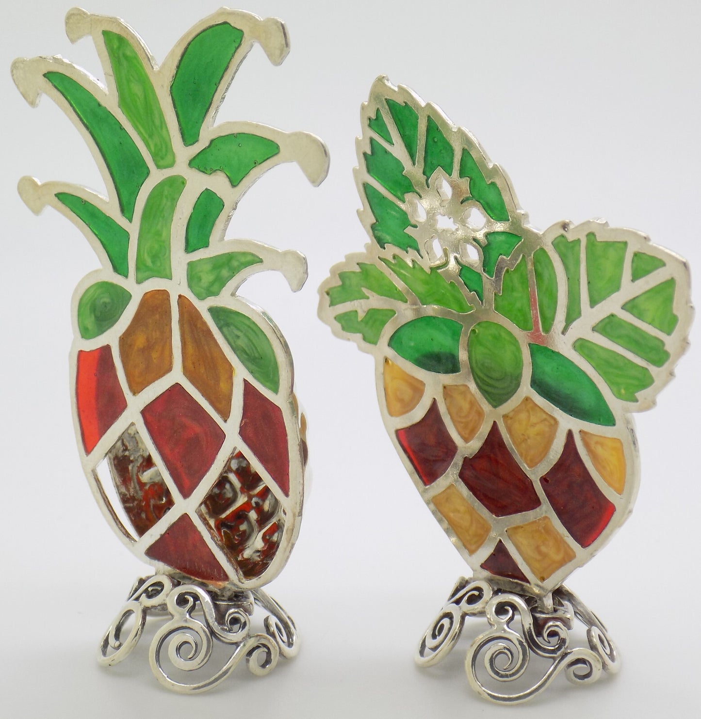 Vintage Italian Handmade Sterling Silver 925 Table Place Fruit Card Holders