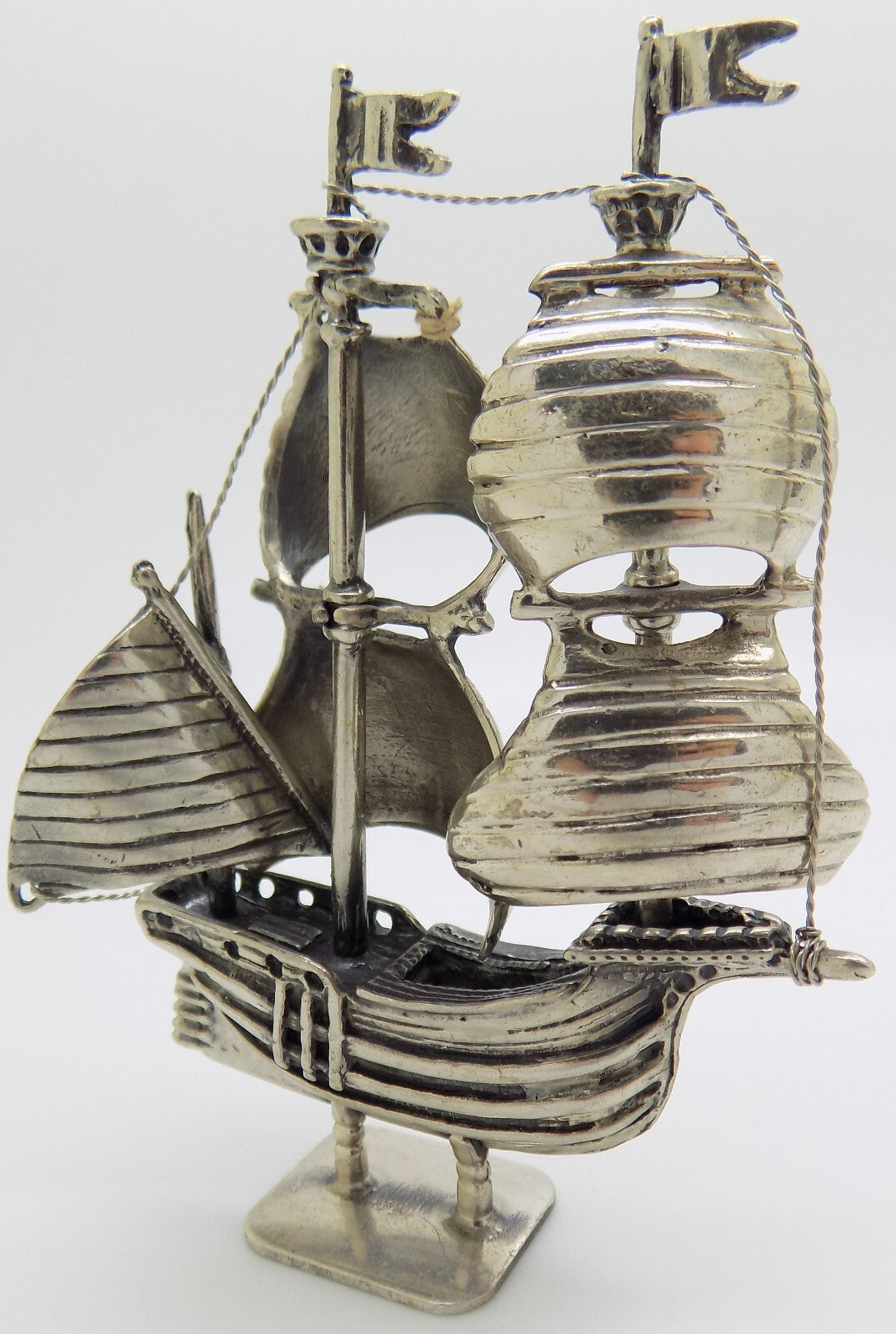 Vintage Italian Handmade Genuine Silver .800 Galleon Ship LARGE RARE Figurine