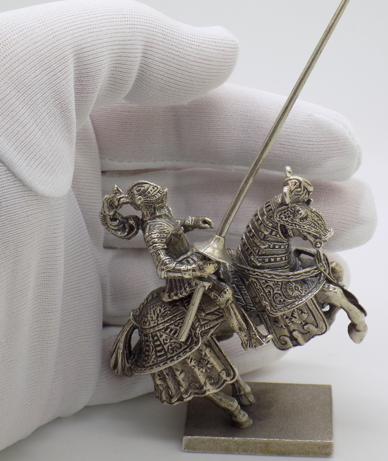 Vintage Italian Handmade Genuine Silver Medieval Jousting Knight Figurine Statue