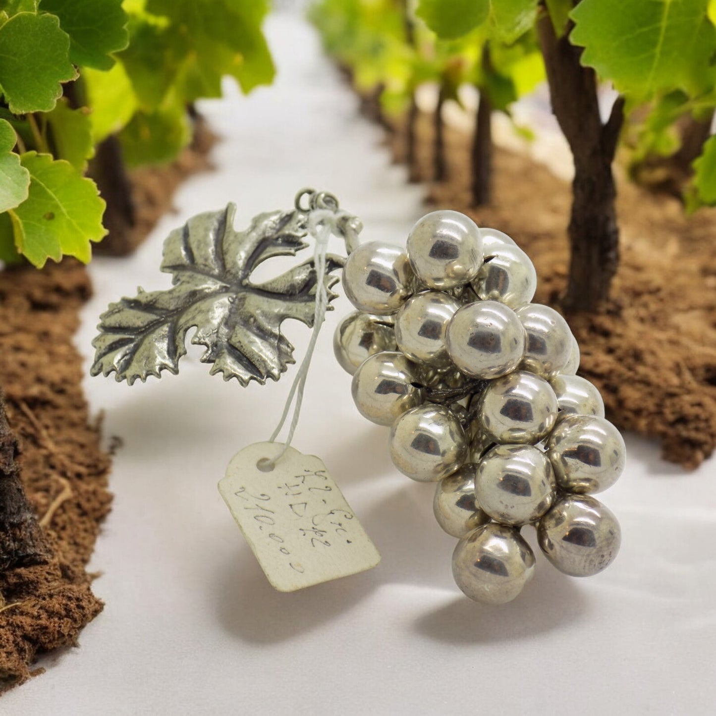 Vintage Italian Handmade Genuine Silver .800 Large Bunch of Grapes Figurine