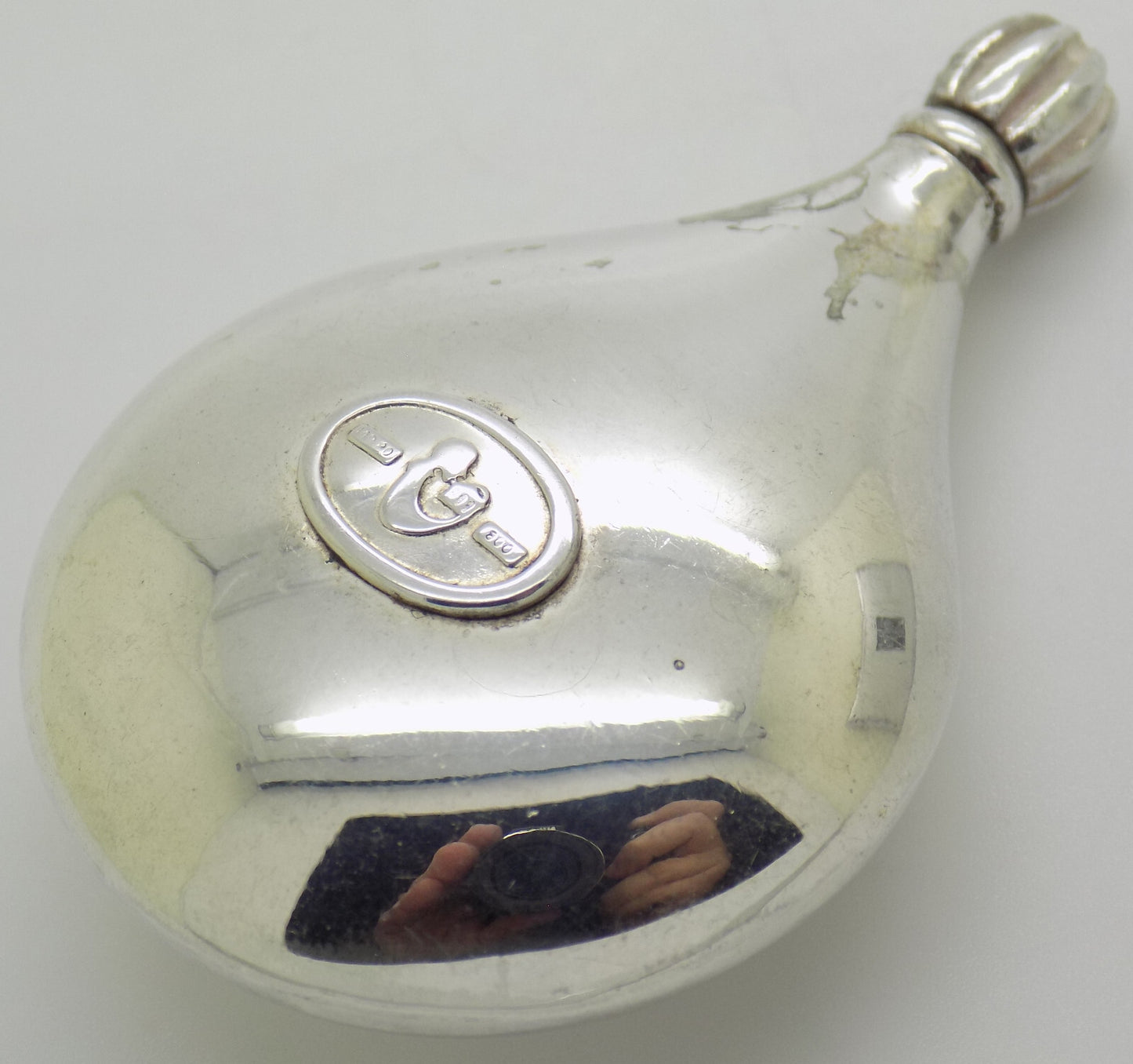 Vintage Italian Handmade Genuine Silver .800 Teardrop Shaped Perfume Bottle