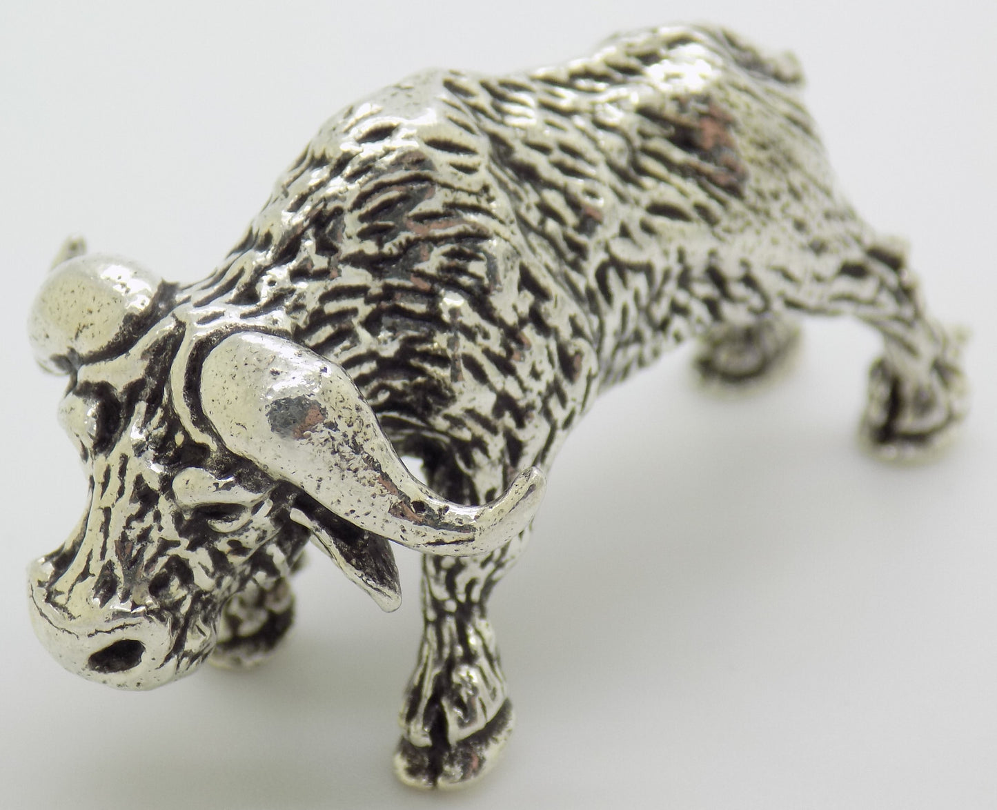 Vintage Italian Handmade Genuine Silver .800 Buffalo Detailed Figurine Statue