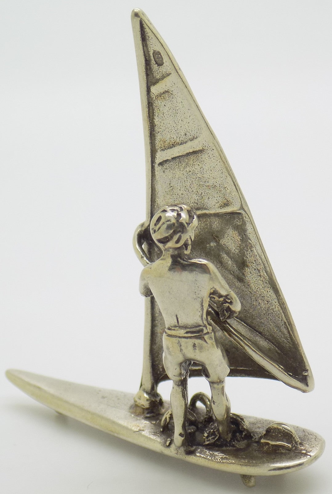 Vintage Italian Genuine Silver 800 Windsurf Large Miniature Figurine