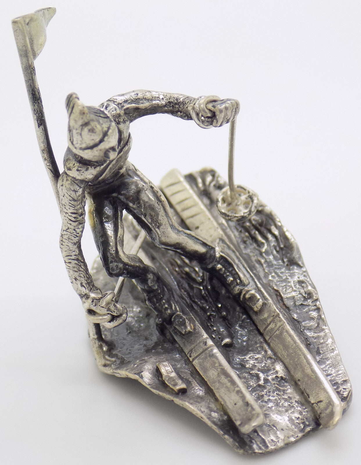 Vintage Italian Handmade Sterling Silver 925 Detailed Slalom Skier RARE Figurine