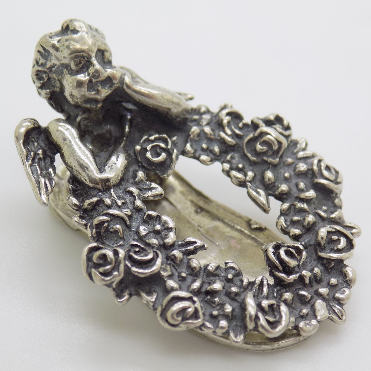 Vintage Italian Handmade Genuine Silver 800 Angel Note Clip Arezzo Tuscany