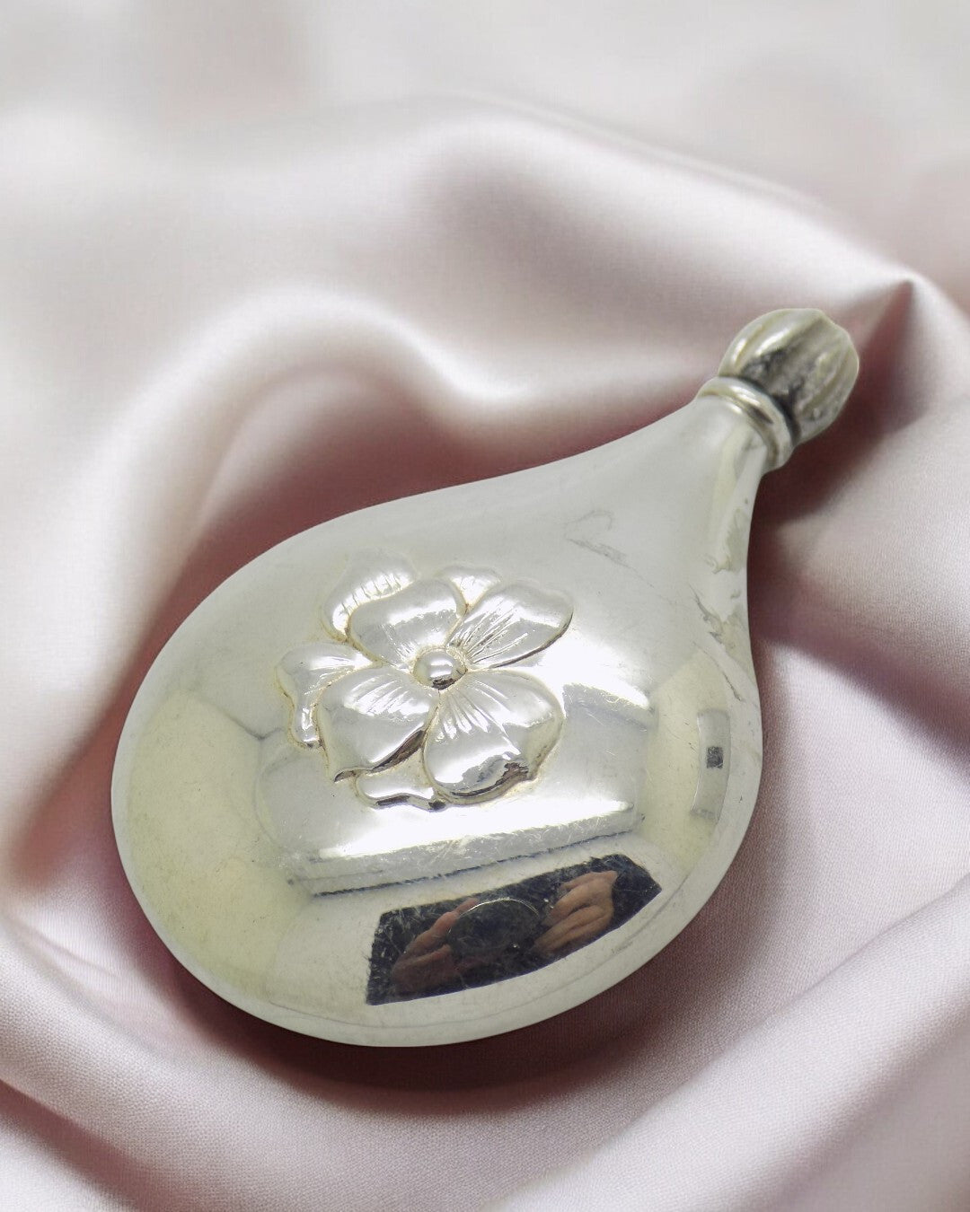 Vintage Italian Handmade Genuine Silver .800 Teardrop Shaped Perfume Bottle