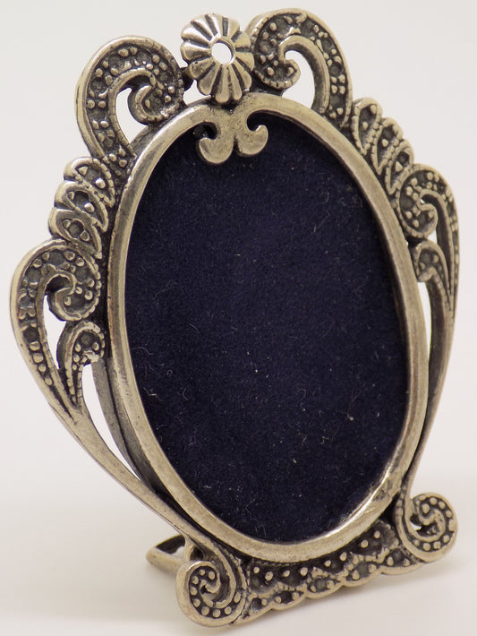 Vintage Italian Handmade Genuine Silver Oval Dollhouse Decorative Mini Frame