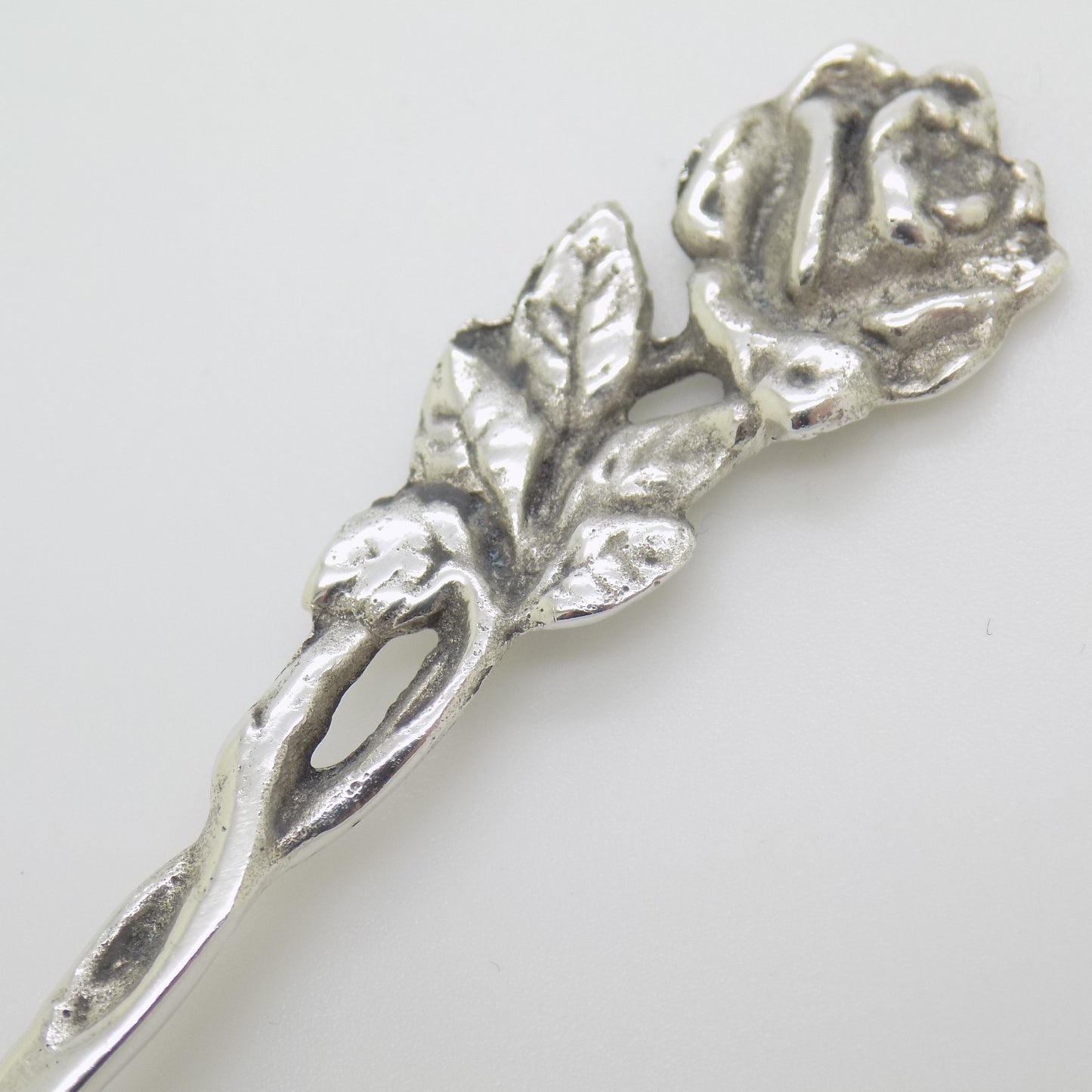 Vintage Swedish Solid Silver Rose Handle Sugar Spoon Tre Kronor Hallmark 1969