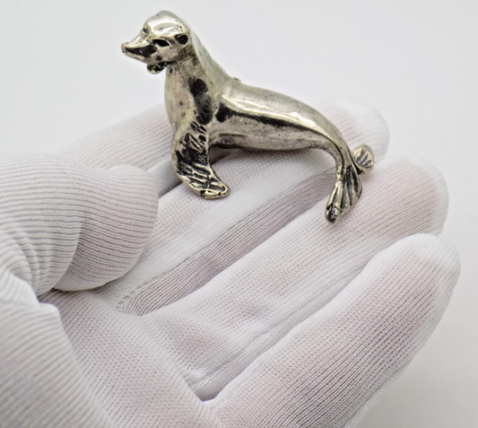 Vintage Italian Silver Seal Figurine Arezzo Tuscany 1970s 1980s Rare Design