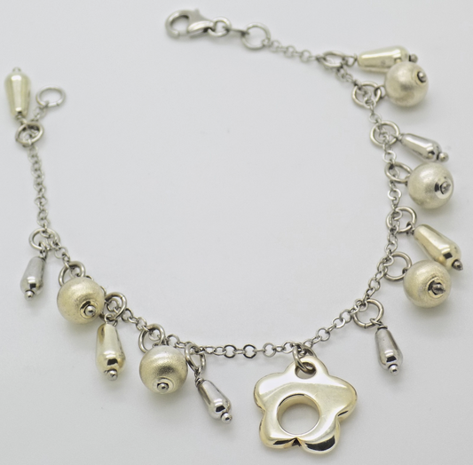 Vintage Italian Genuine Solid Sterling Silver 925 Charm Bracelet 8 inch Usable