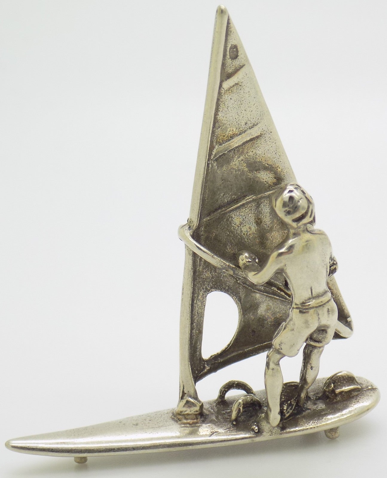 Vintage Italian Genuine Silver 800 Windsurf Large Miniature Figurine