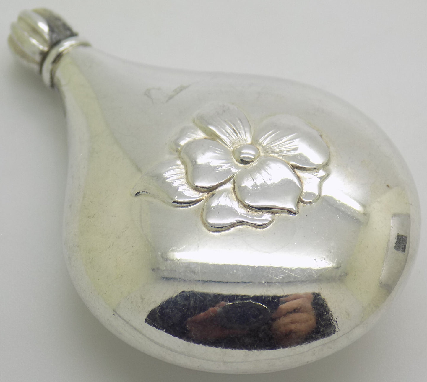 Vintage Italian Handmade Genuine Silver .800 Teardrop Shaped Perfume Bottle