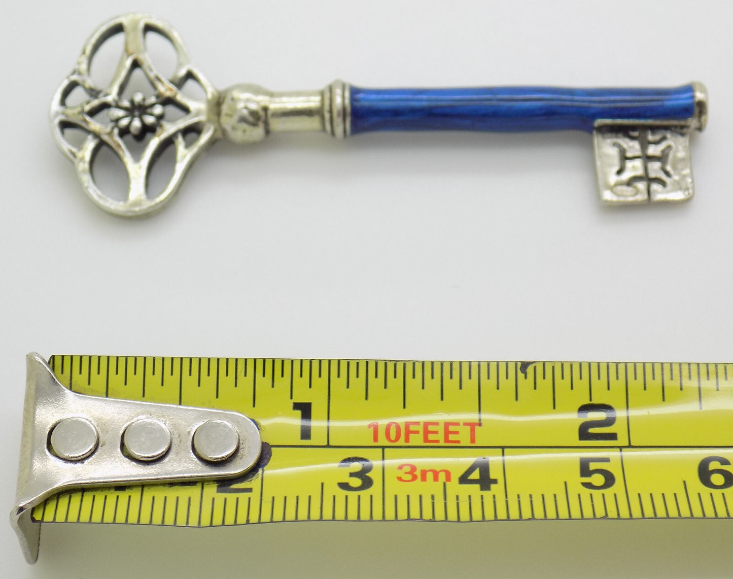 Vintage Italian Handmade Genuine Silver "Loves me, Loves me not" LIFE SIZE Key