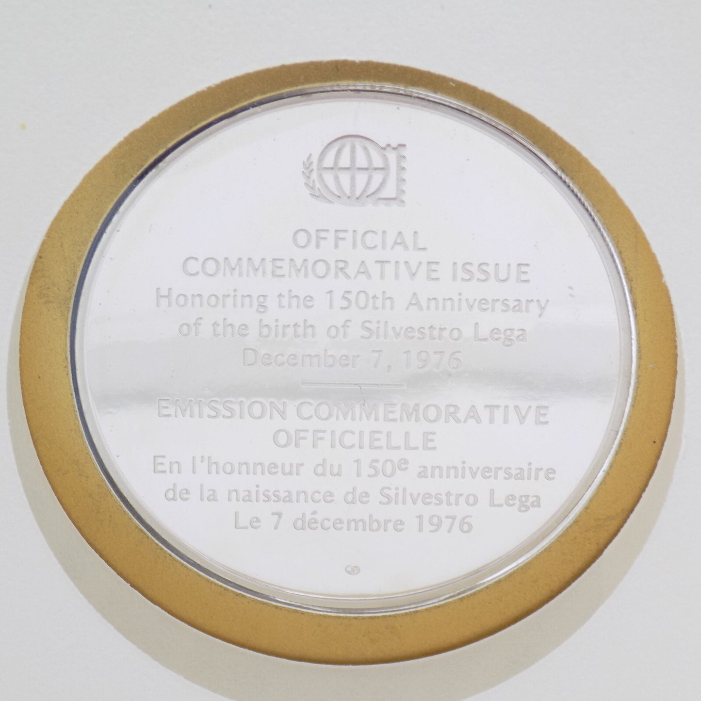 1976 Int'l Society of Postmasters Silvestro Lega Birth 150th anniv. Silver Medal