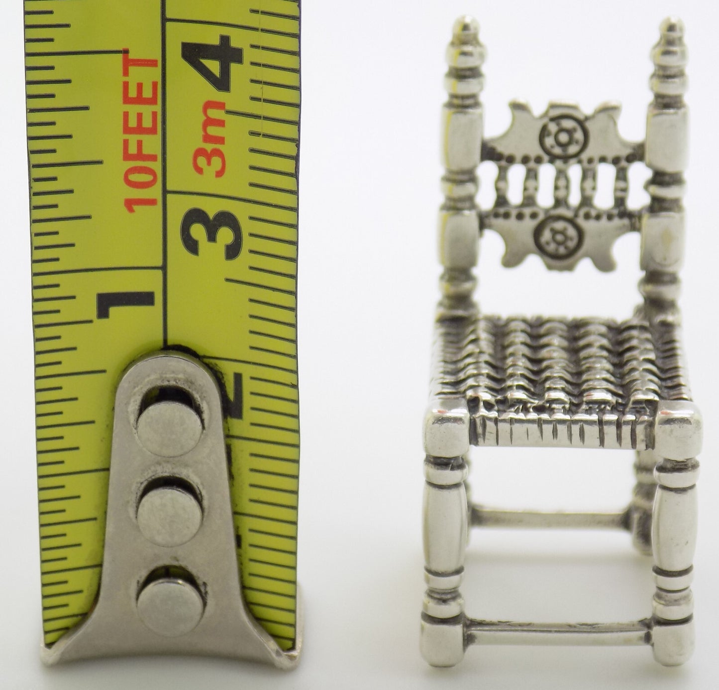 Vintage Italian Handmade Genuine Silver .800 Windsor Chair Dollhouse Miniature