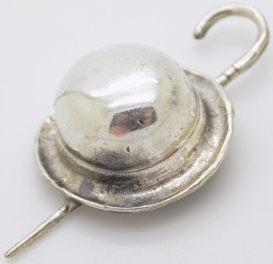Vintage Italian Handmade Genuine Silver .800 Top Hat & Stick Figurine Miniature