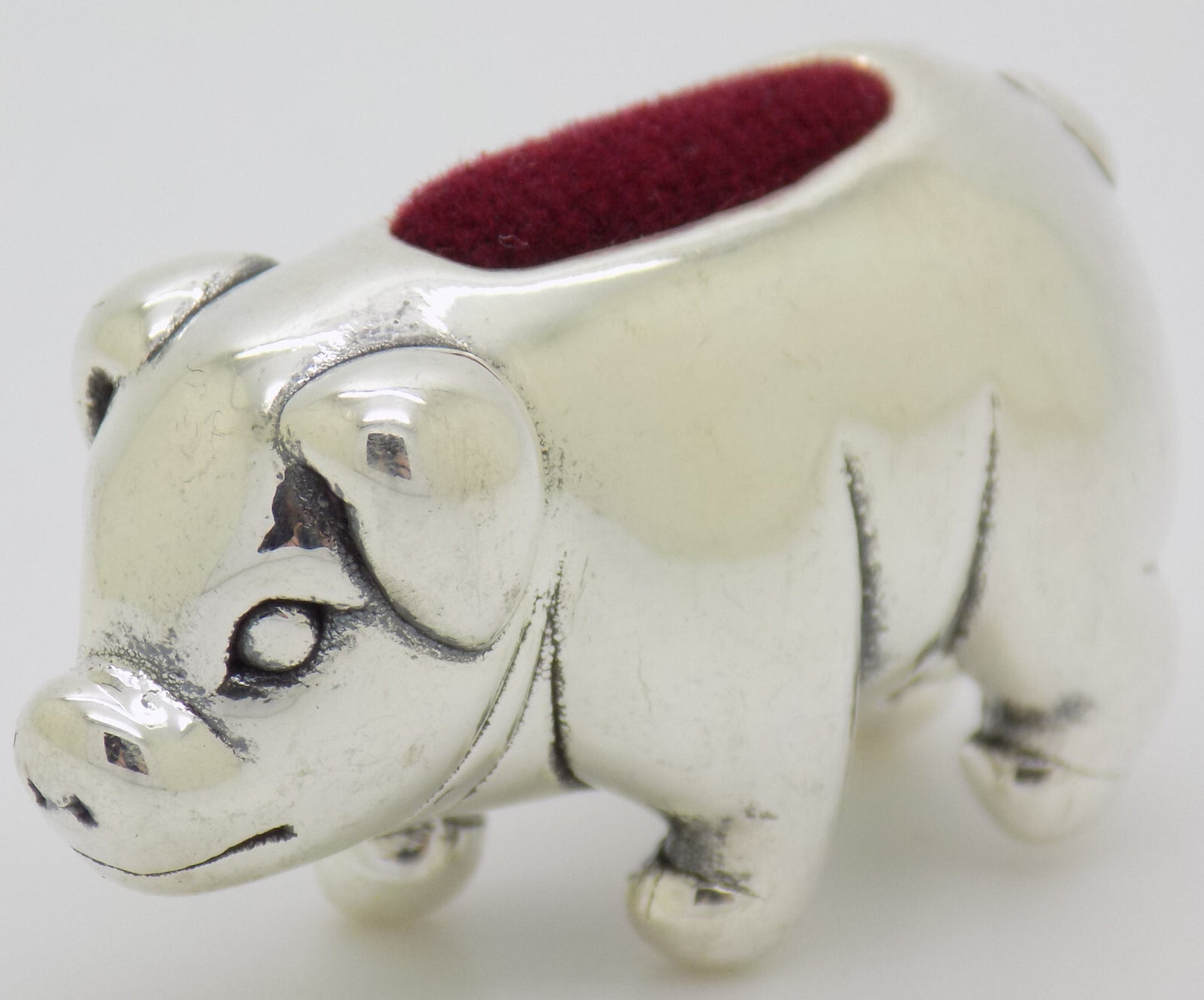 Sterling Silver 925 Victoria Era Style Piggy Pig Pin Cushion Figurine w/t Box