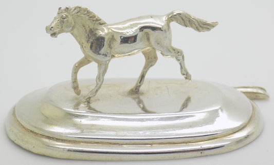 Vintage Italian Handmade Genuine Silver Horse Place Card Holder Florence Tuscany