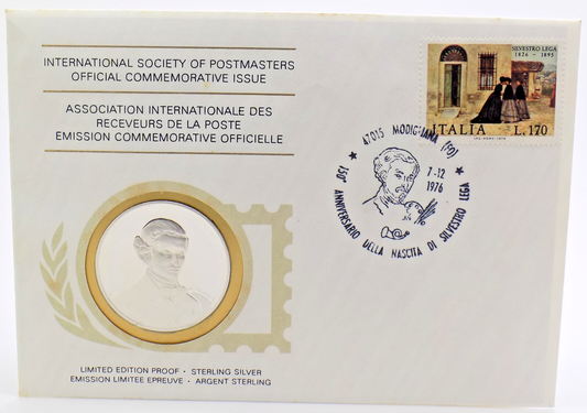 1976 Int'l Society of Postmasters Silvestro Lega Birth 150th anniv. Silver Medal