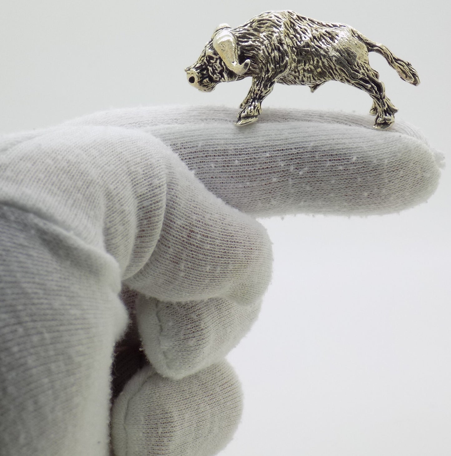 Vintage Italian Silver Bison Figurine 800 Fine Handmade Italy 1970s Animal Art