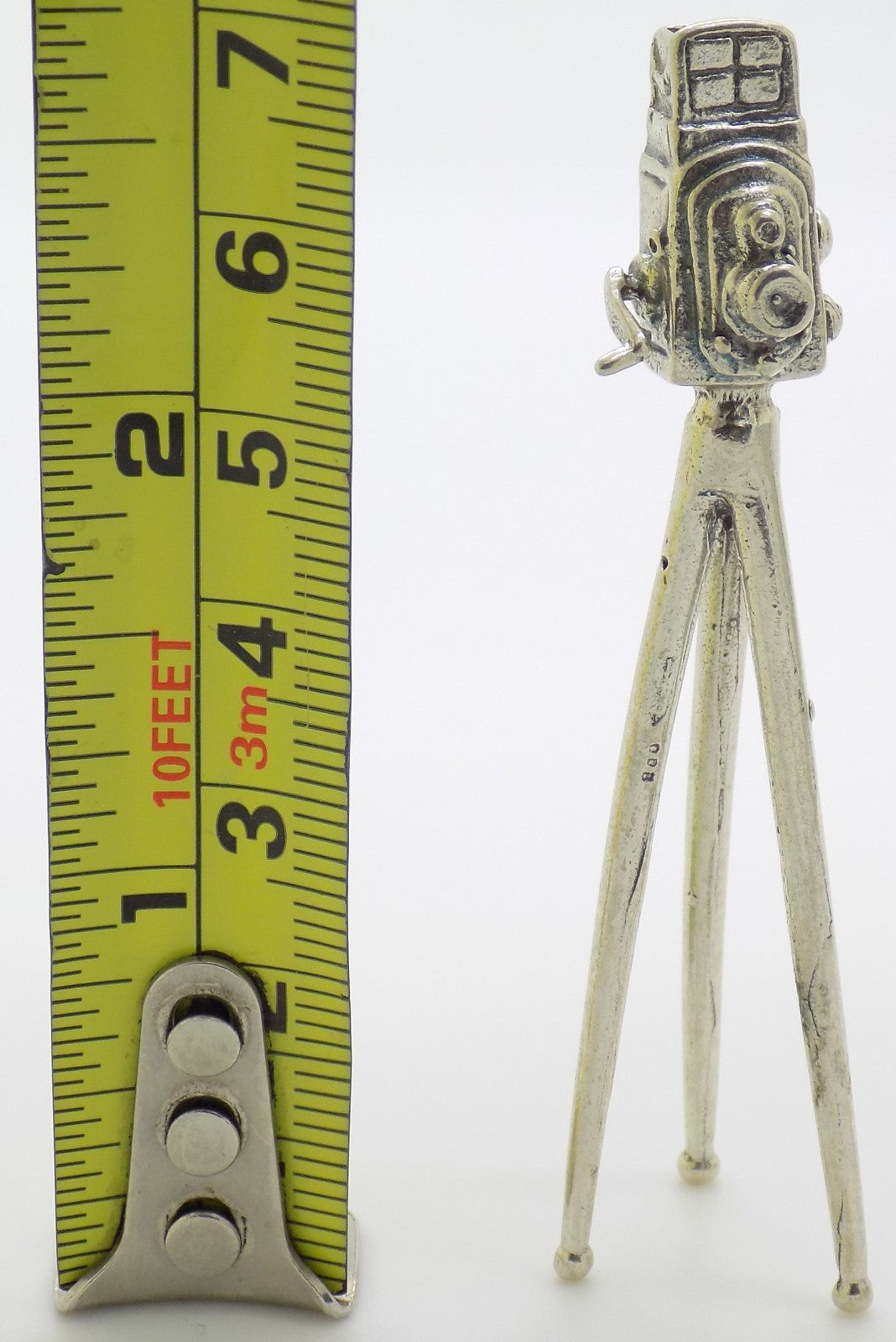 Vintage Handmade Italian Silver 800 Tripod Camera Figurine Dollhouse Miniature