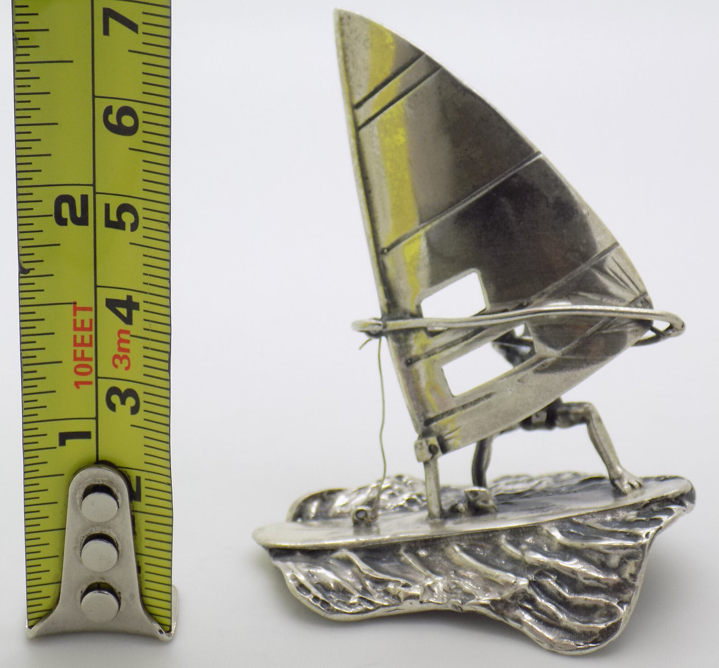 Vintage Italian Handmade Sterling Silver 925 Windsurf & Wave Detailed Figurine