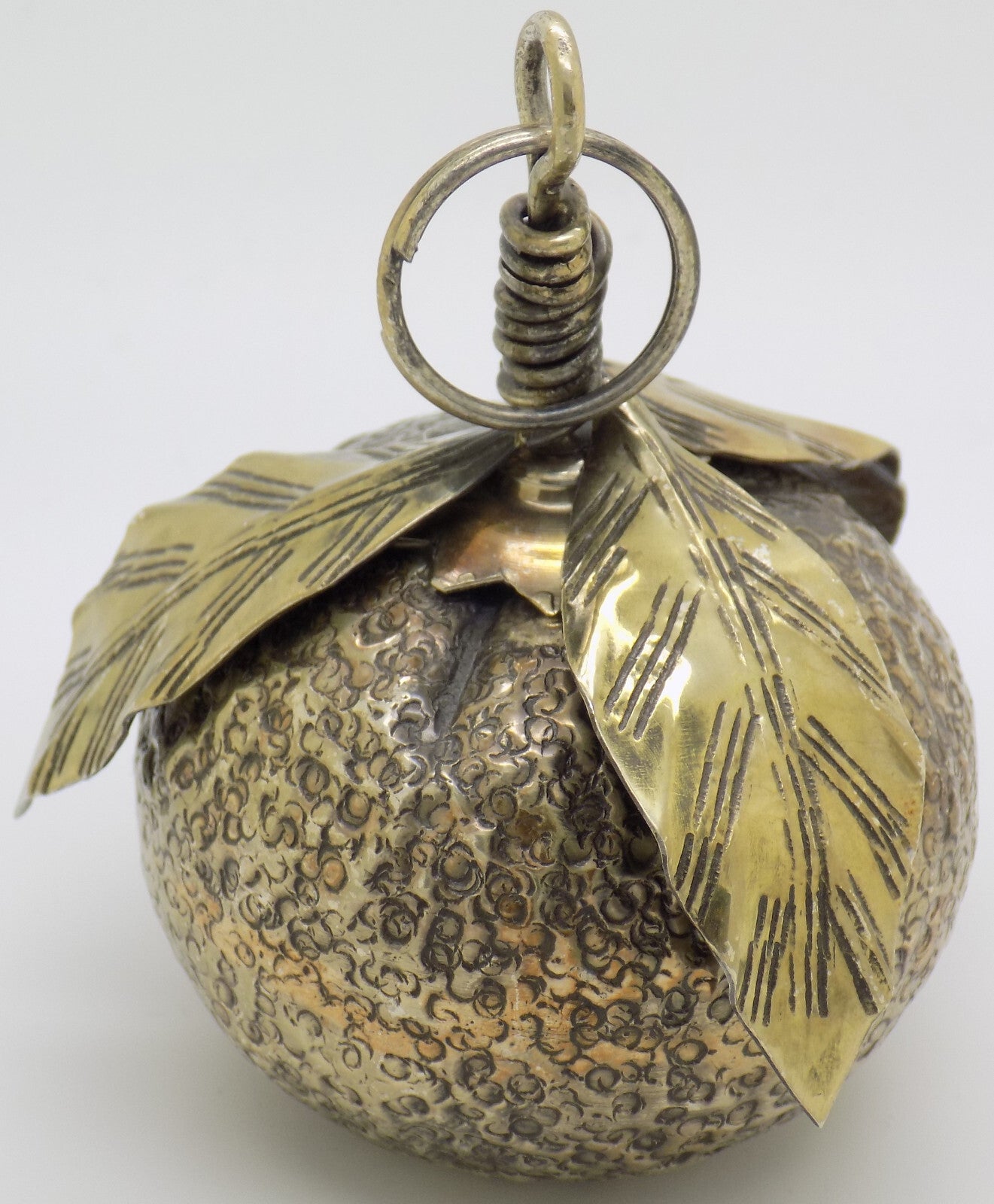 Vintage Italian Handmade Genuine Silver Mandarin/Tangerine Christmas Ornament