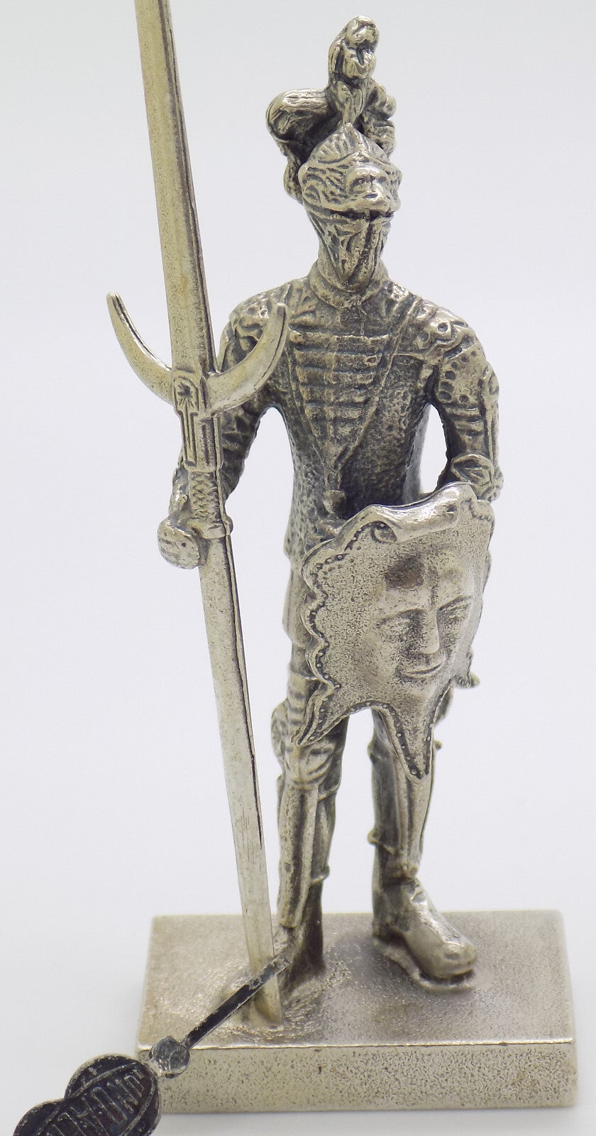 Vintage Italian Handmade Genuine Silver Shield & Halberd Knight Rare UNO-A-ERRE