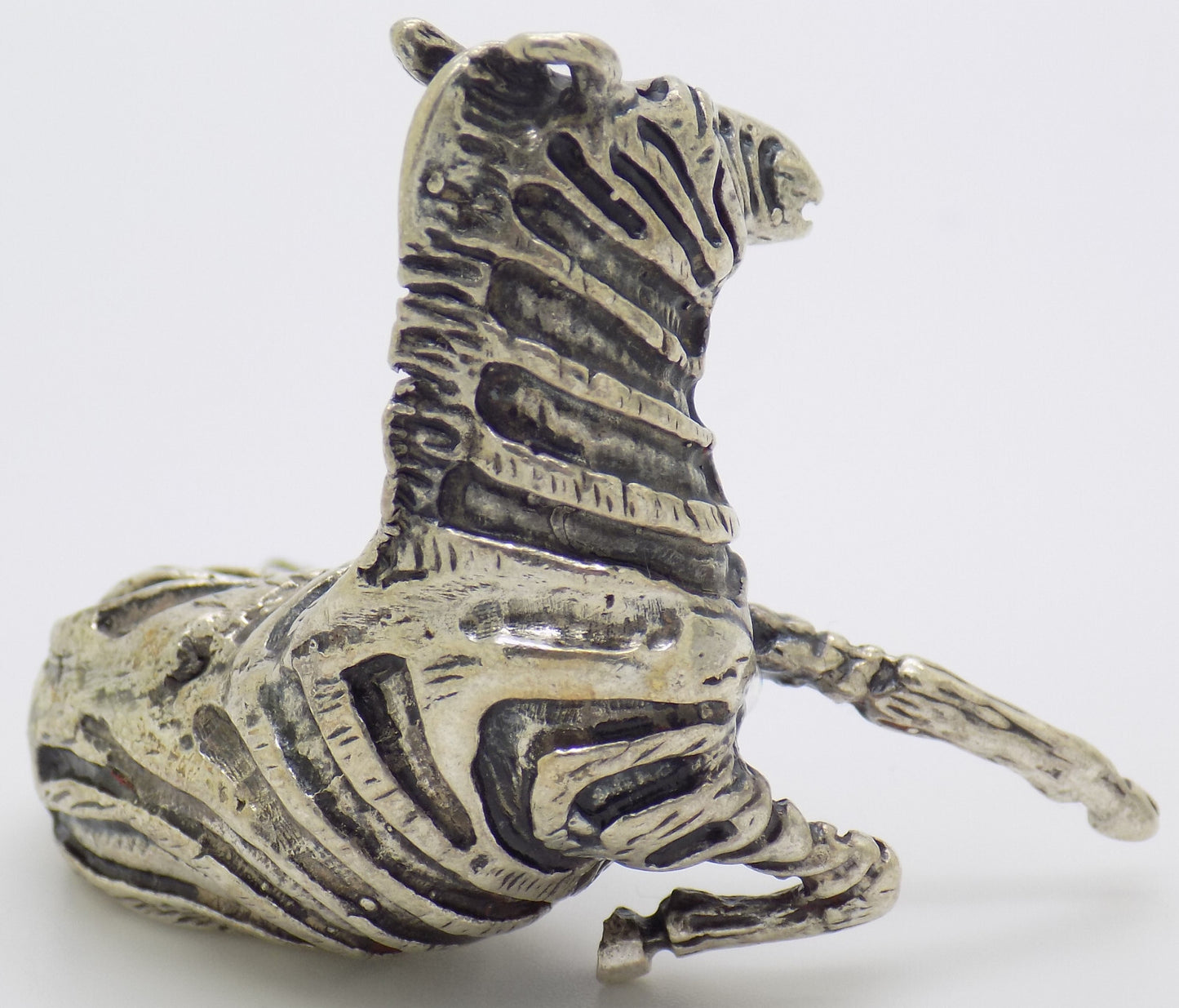 Vintage Italian Handmade Genuine Silver .800 Sitting Zebra Detailed Figurine