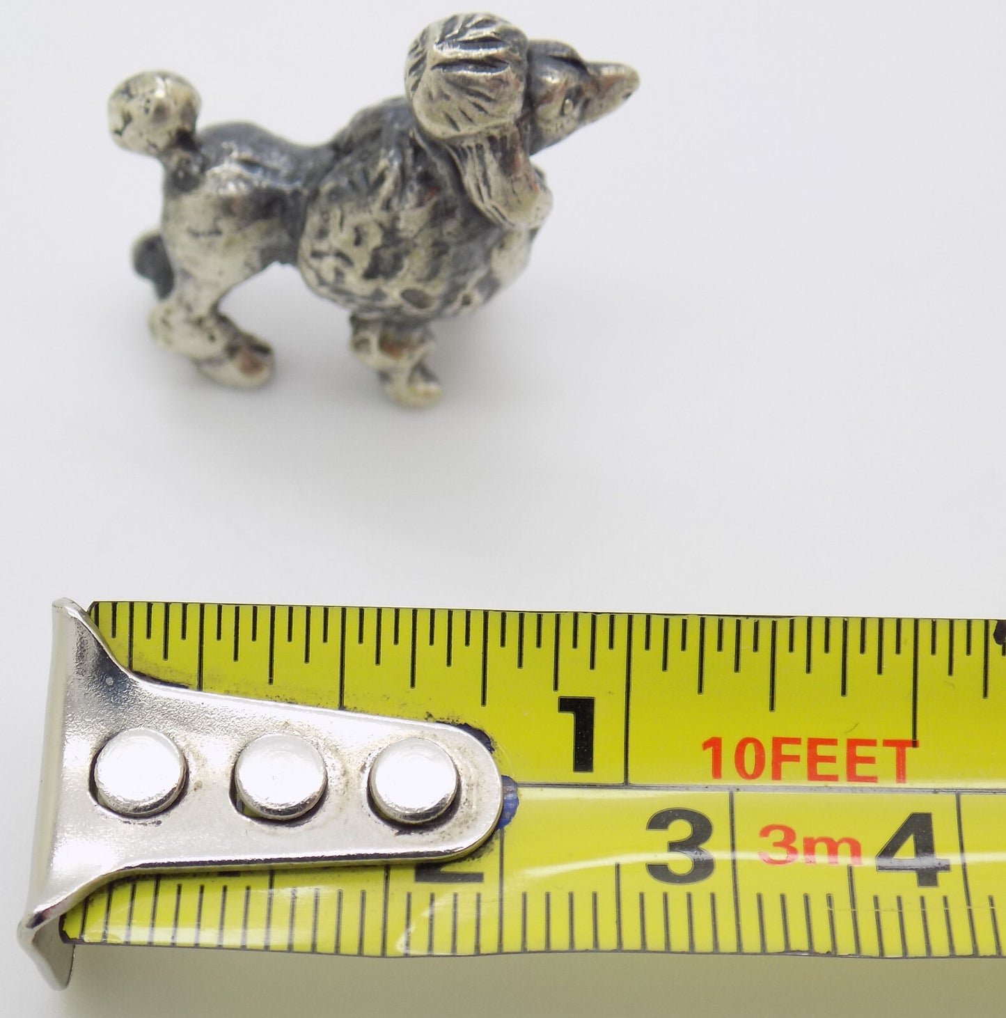 Vintage Italian Handmade Genuine Silver Poodle Dog RARE Dollhouse Miniature