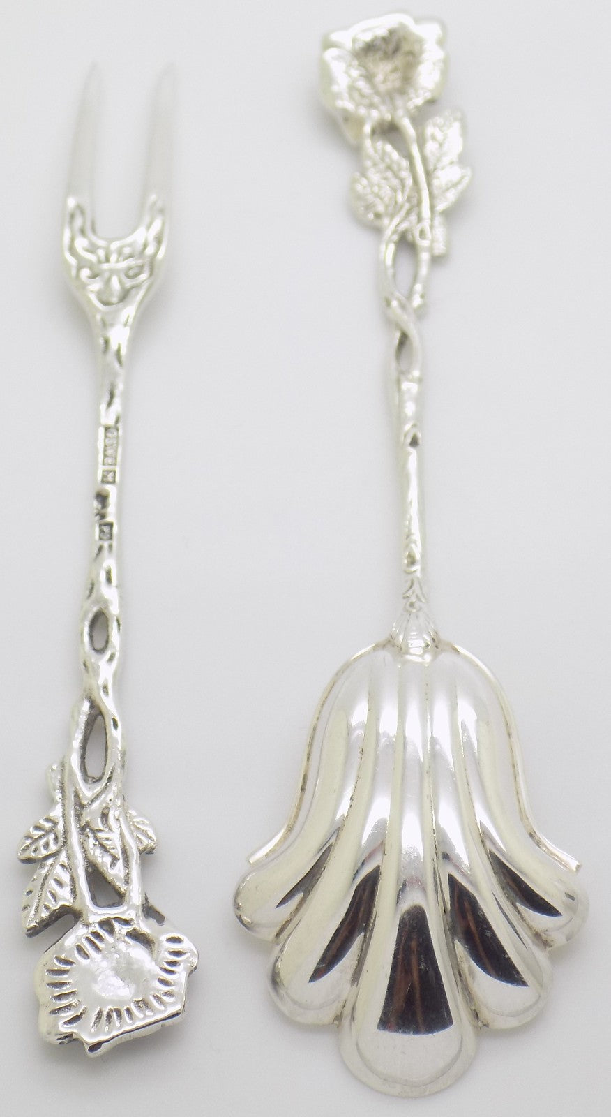 Vintage Swedish 830 Silver Fork & Spoon Set Rose Design 1965 Rolf Nilsson
