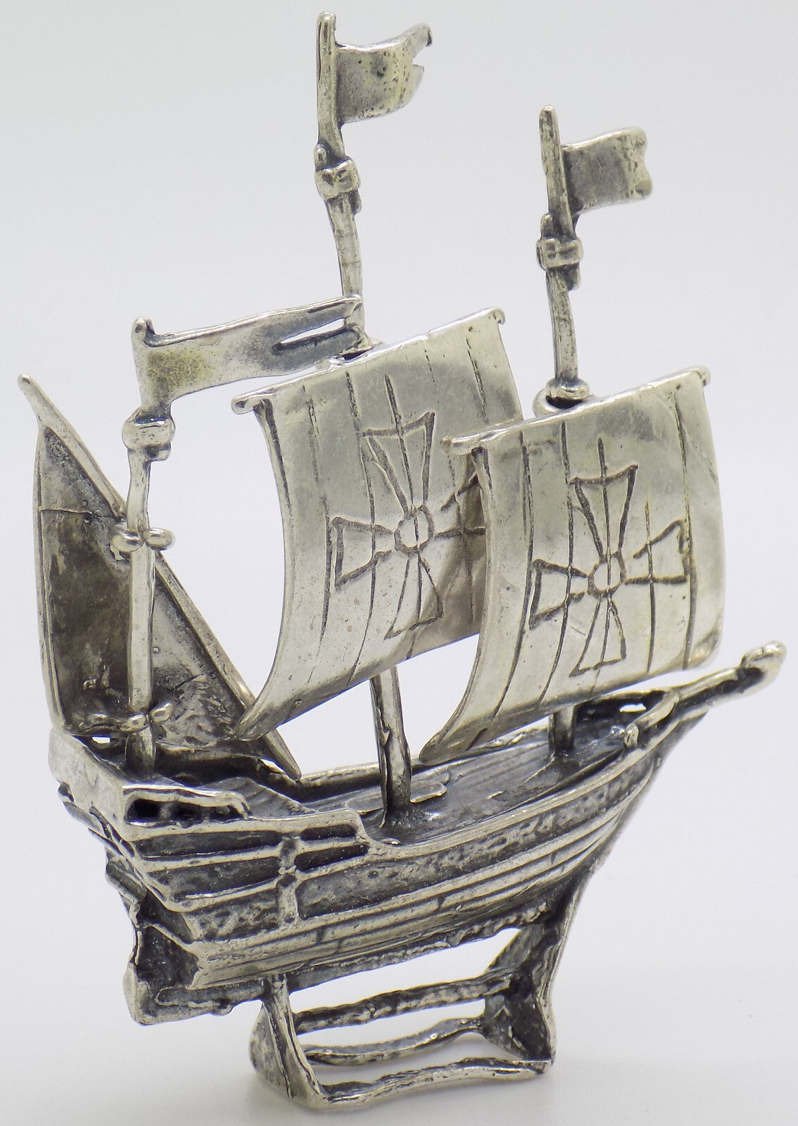 Vintage Italian Handmade Genuine Silver .800 Crusades Ship Galleon Figurine