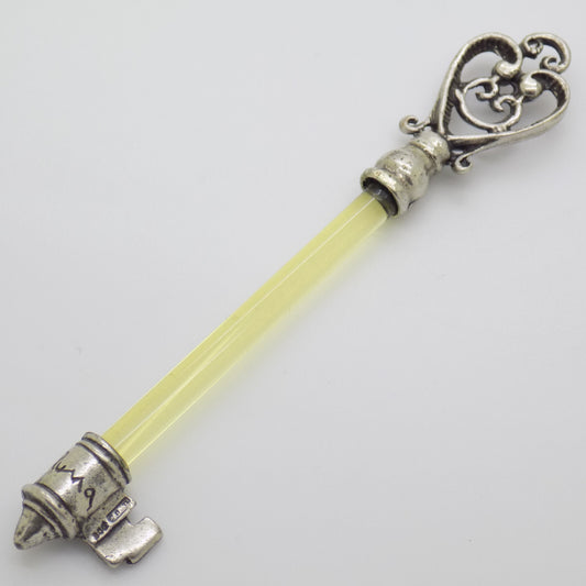 Vintage Italian Silver and Yellow Plexiglas Life Size Key Taranto 1980s 1990s