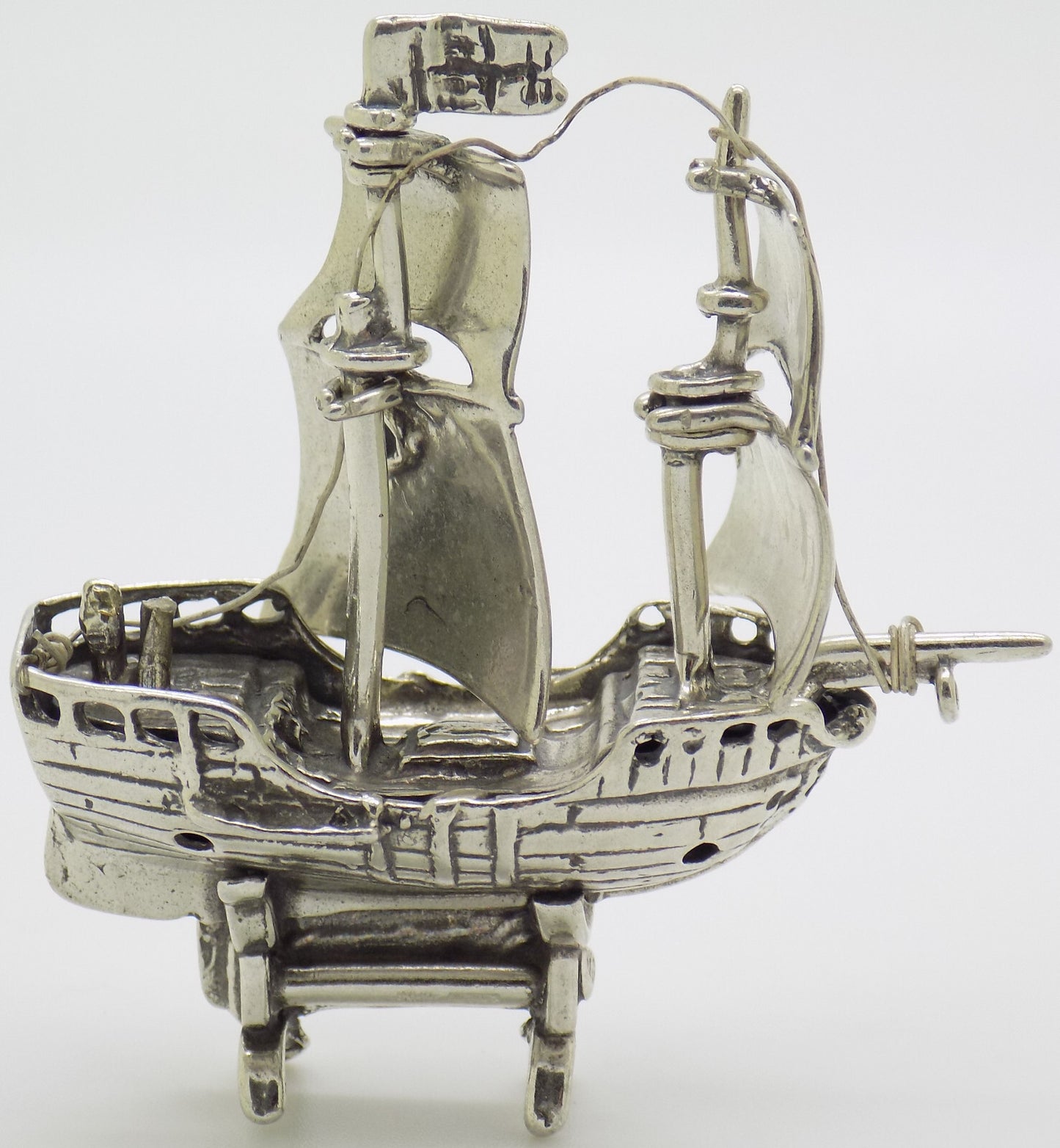 Vintage Italian Handmade Genuine Silver .800 Columbu's Pinta Caravel Figurine