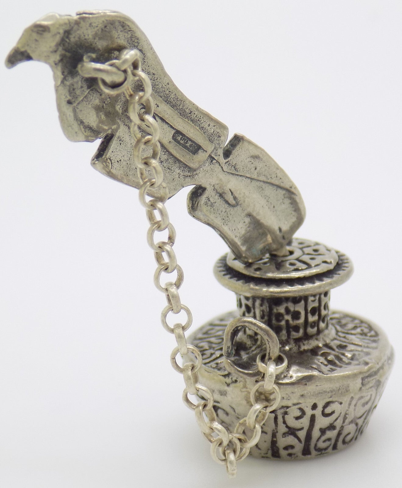 Vintage Italian Handmade Genuine Silver .800 Pen & Inkwell Dollhouse Miniature