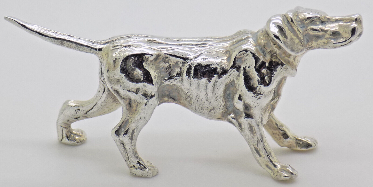 Vintage Italian Handmade Genuine Silver .800 Hunting Dog Heavy Figurine