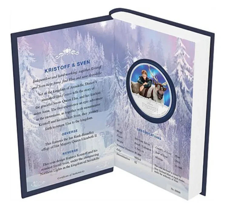 2016 Niue $2 Disney's Frozen Kristoff & Sven 1 oz 999 Silver Proof Colored Coin