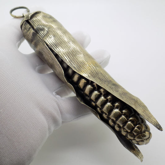 Vintage Italian Handmade Genuine Silver LIFE SIZE Corn Cob Figurine Decoration