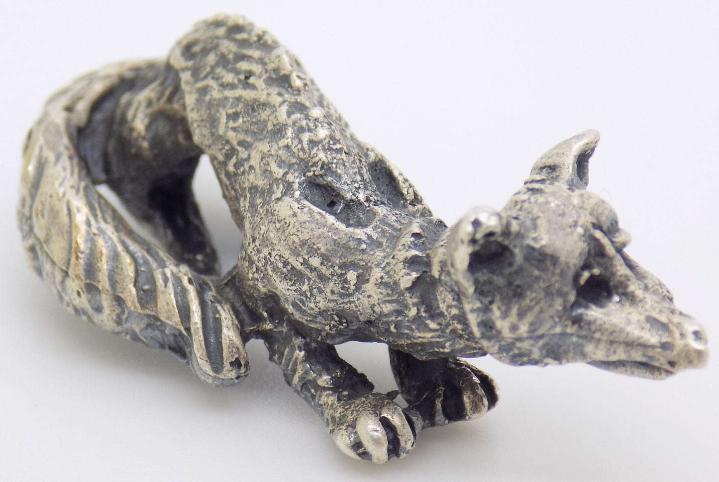 Vintage Italian Handmade Genuine Silver .800 Weasel Rare Figurine Miniature