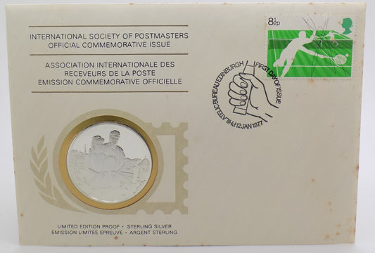 1977 Int'l Society of Postmasters 100 Years of Tennis in Wimbledon Silver Medal
