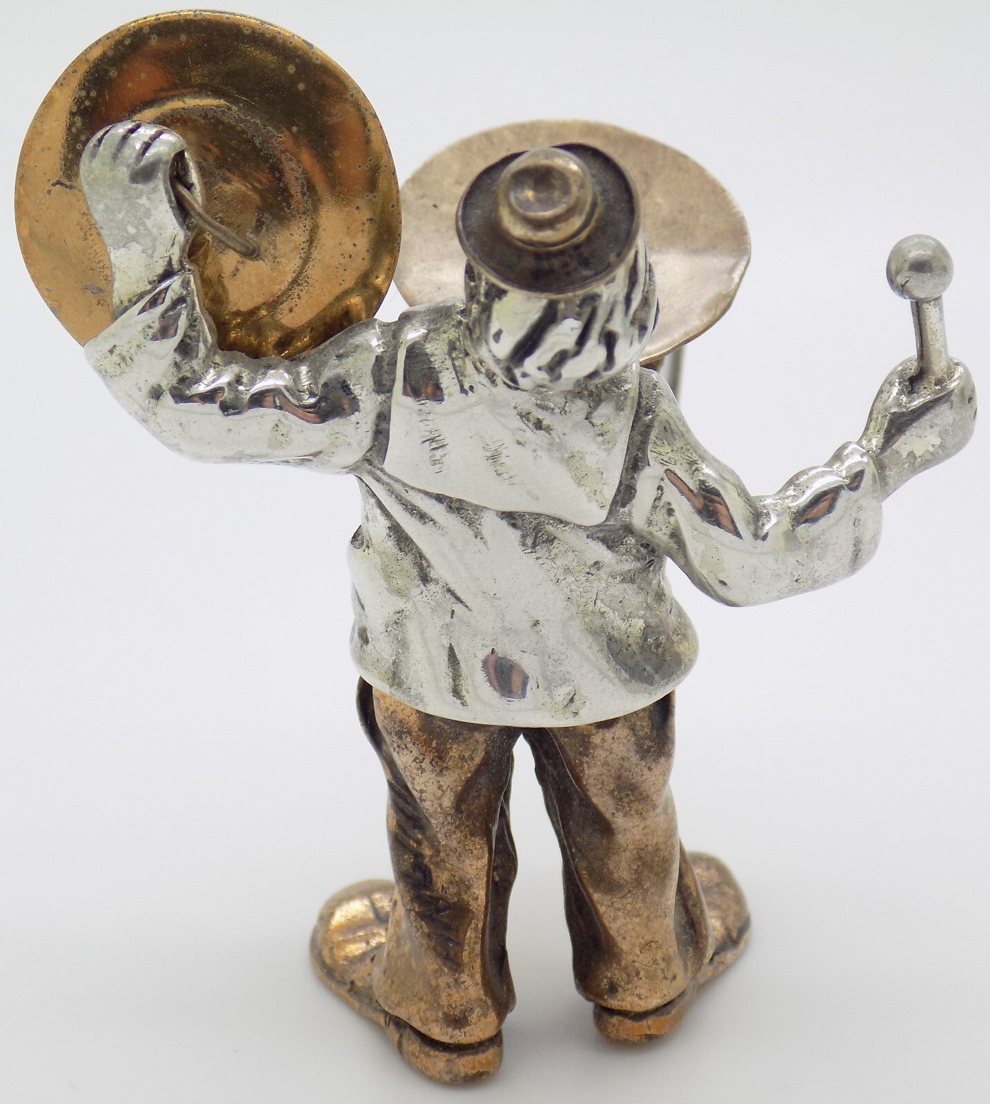 Vintage Italian Handmade Genuine Silver & Brass Rare ANGINI Clown w/t Drums Rare