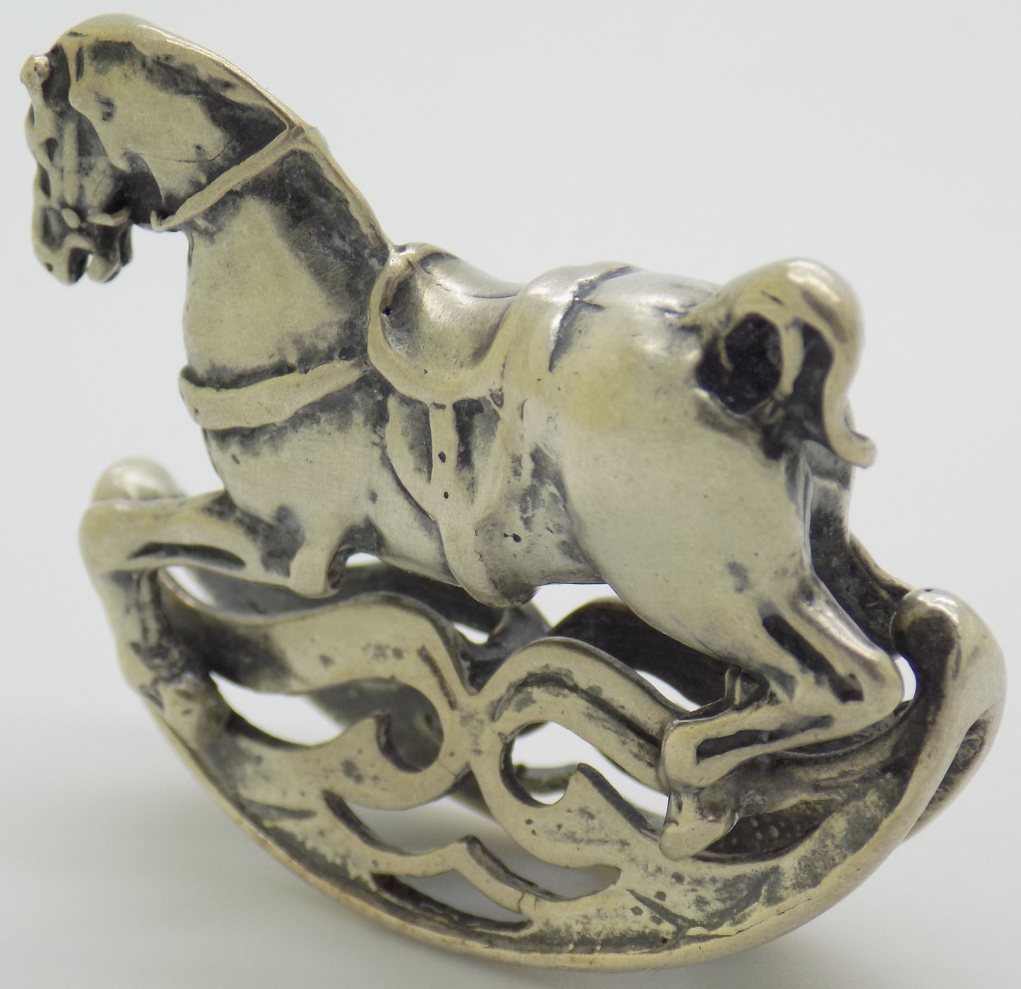 Vintage Handmade Italian Genuine Silver 800 Rocking Horse Figurine Miniature