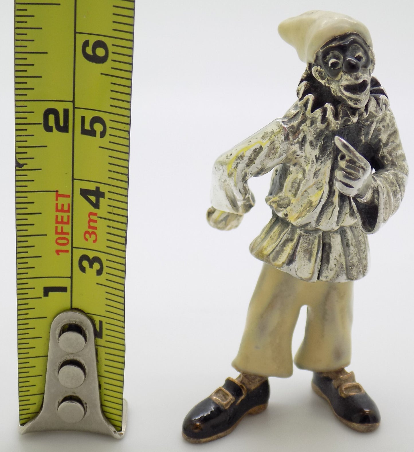 Vintage Italian Handmade Genuine Silver & Brass RARE Pulcinella ANGINI Figurine