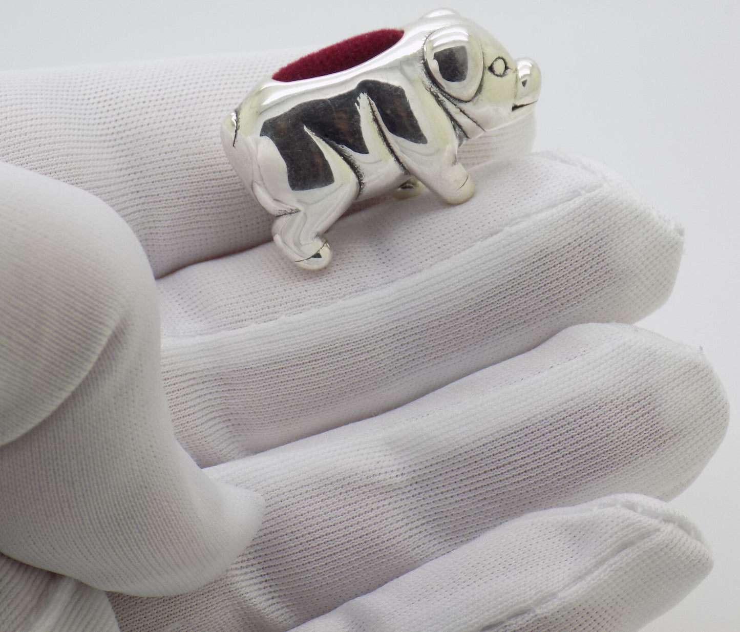 Sterling Silver 925 Victoria Era Style Piggy Pig Pin Cushion Figurine w/t Box