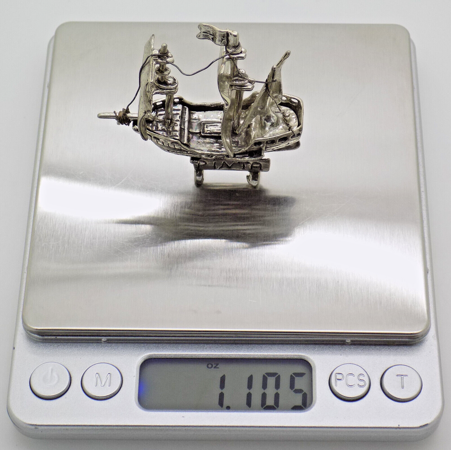Vintage Italian Silver Columbus Caravel Pinta Figurine Arezzo 1970s 1980s