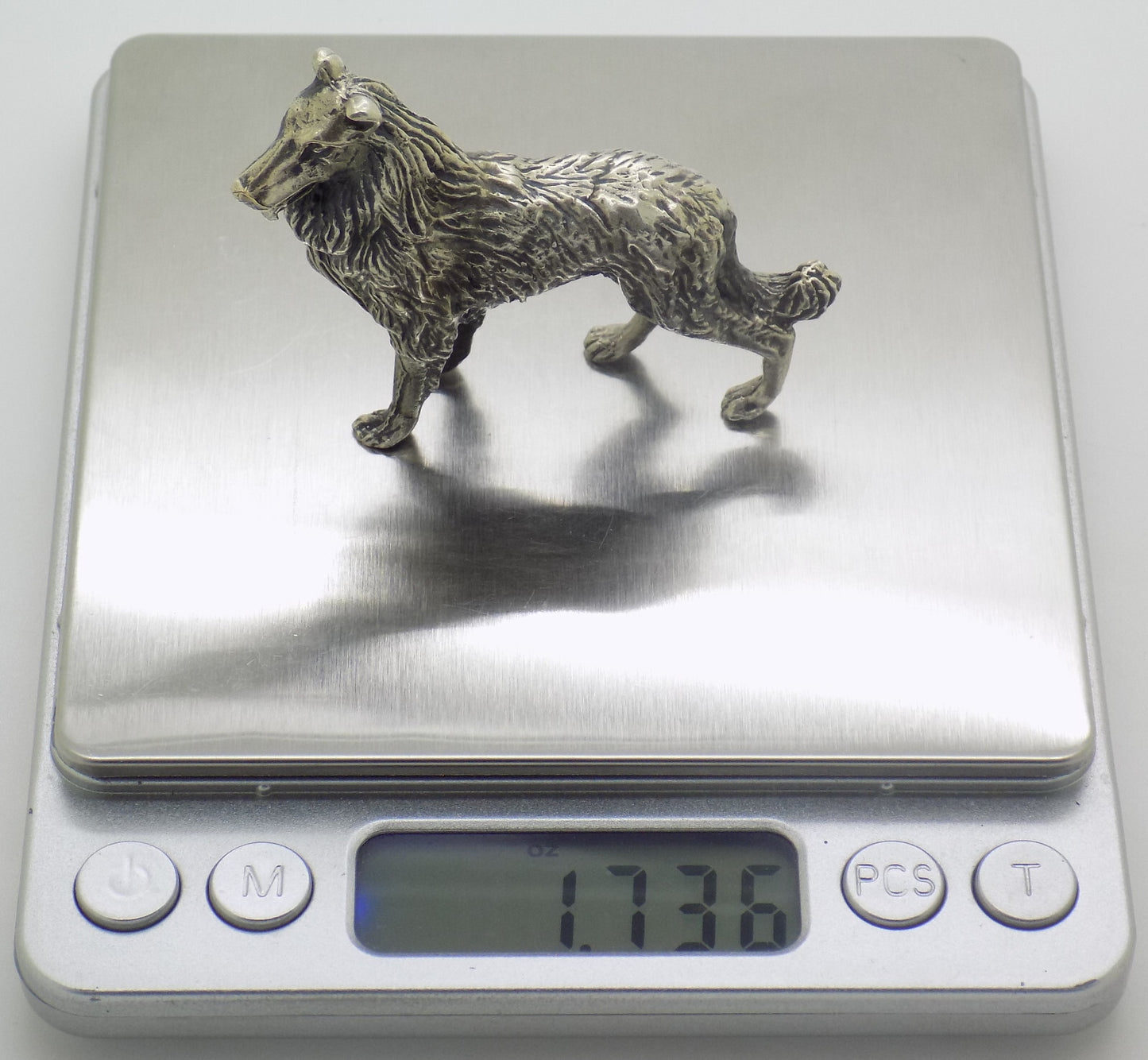 Vintage Italian 800 Silver Collie Dog Rare Figurine Large Arezzo Tuscany 1970s